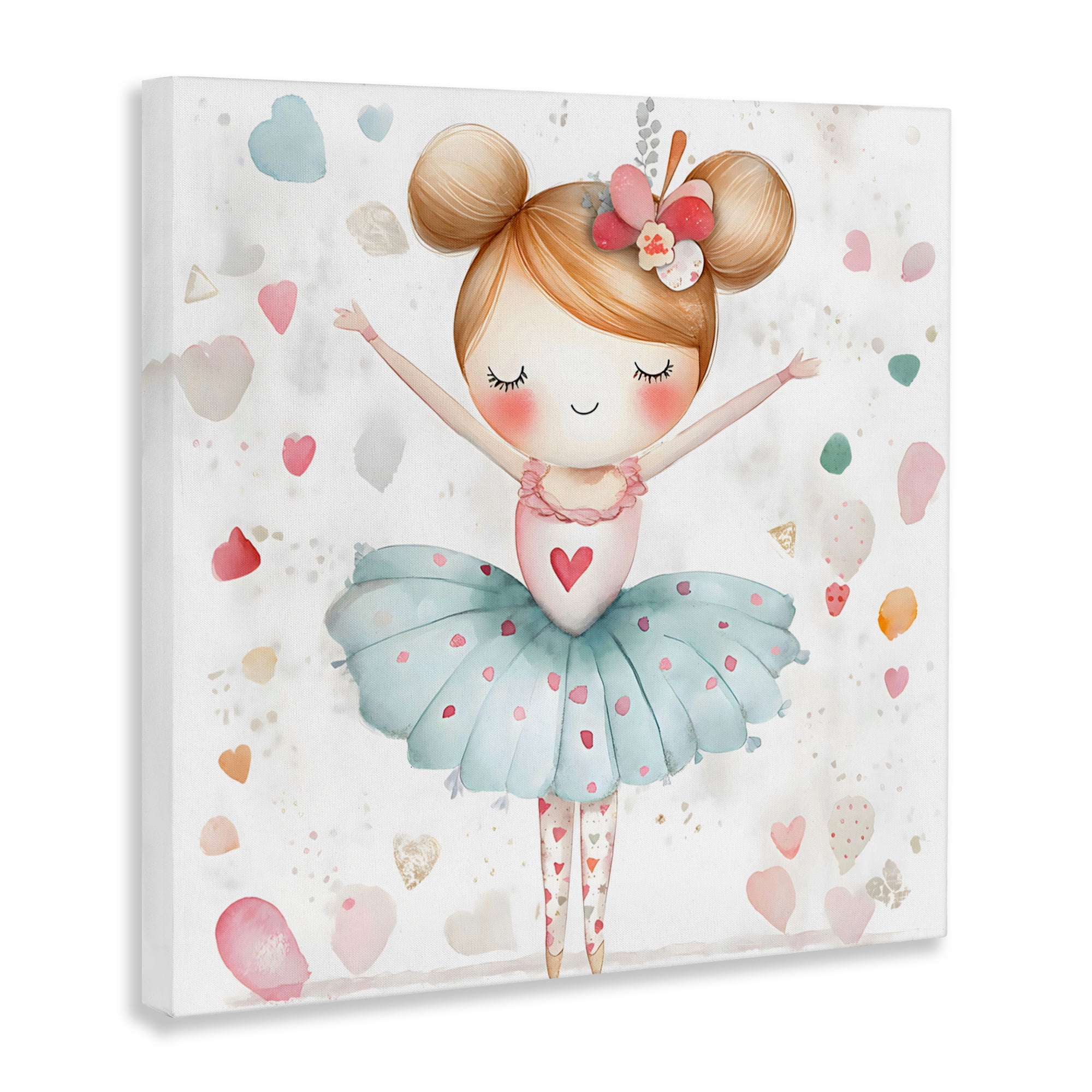 Stupell Industries Cute Ballerina with Hearts Canvas Wall Art, design by Creative Studio