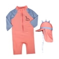 thumbnail image 1 of Traje de baño para niños de verano creativo con cremallera lindo divertido de manga larga con sombrero para el sol Naranja, 1 of 9