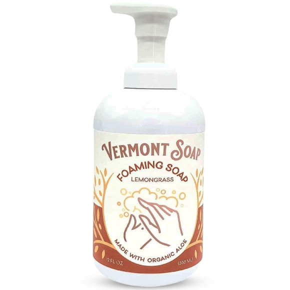 VERMONT SOAP Jabón de manos espumoso Zen de hierba de limón orgánico - Jabón hidratante natural para piel seca - Dispensador de jabón de manos líquido para baño sin fragancia - Zen de hierba de limón