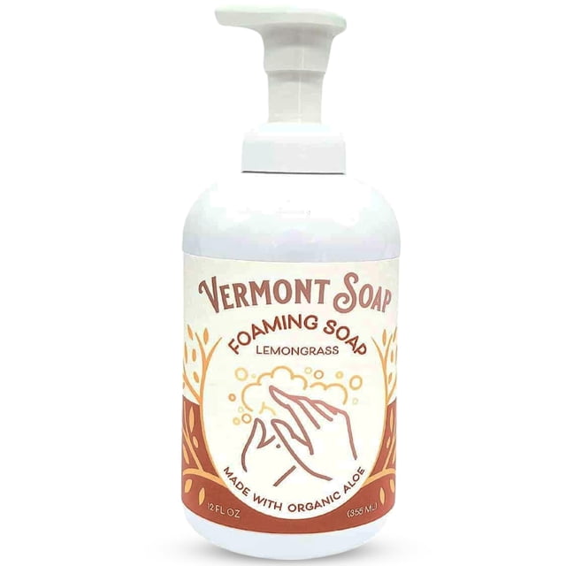VERMONT SOAP Jabón de manos espumoso Zen de hierba de limón orgánico - Jabón hidratante natural para piel seca - Dispensador de jabón de manos líquido para baño sin fragancia - Zen de hierba de limón