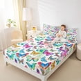 thumbnail image 3 of Erosebridal Colorful Butterfly Queen Sheet Sets,Watercolor Splash Ink Bed Set For Girls Kids 4 Pieces, 3 of 6