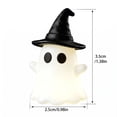 thumbnail image 2 of Halloween Light Up Ghost Figurine with Black Witch Hat, Cute Spooky Mini Glowing Ghost Desktop Ornament for Halloween Party, Bedroom Shelf Decor, Micro Landscape Fall Home Halloween Decoration,C, 2 of 3