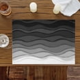 thumbnail image 2 of Black Ombre Stripes Placemats for Dinning Table Set of 4, Modern Abstract Sea Waves Spray Art Burlap Kitchen Place Mats Waterproof Cloth Table Mats, Indoor Outdoor Placemats Easy Clean Dinner Decor, 2 of 8