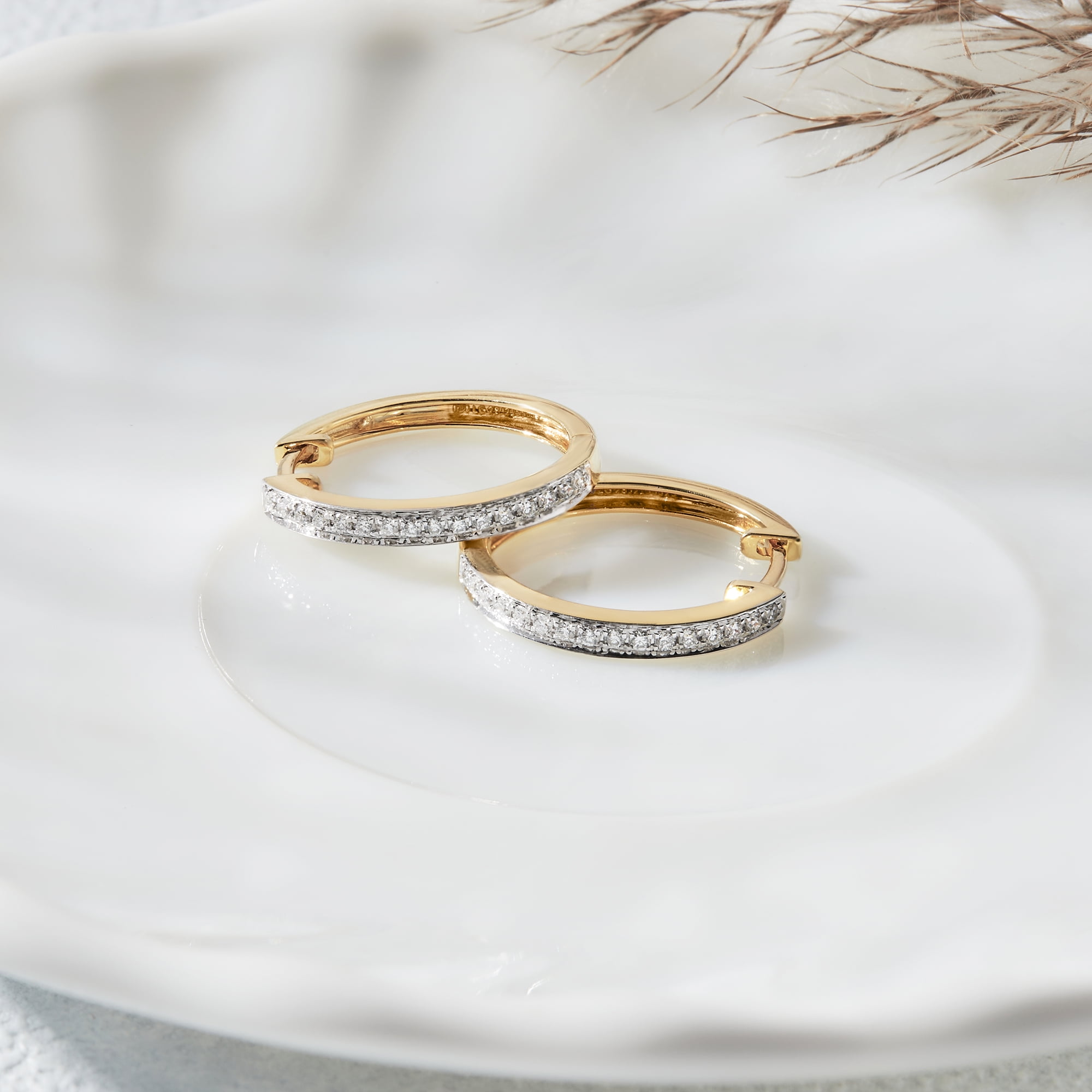 DewberryDiamonds 1/3 Ct Round Cut IGI Certified Lab Grown Diamond 14k Yellow Gold Plated 925 Silver Hoop Earrings for Women (Clarity: VS, Color: EF)