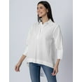 thumbnail image 2 of Moomaya High-Low Casual Shirt, Classic Collar, Quarter Cuff Sleeves Women Cotton Top, 2 of 9