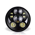 thumbnail image 1 of 5-3/4 5.75" Faro LED Complicado Harley Davidson Motocicleta Sportster 883 Iron Dyna Street Bob Nightster Discoteca Faro Proyector Luz de conducción (Negro) Vhermosa 20*20*12cm, 1 of 3