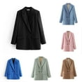 thumbnail image 4 of XFLWAM Women's Fashion Casual Spring Summer Solid Color Long Sleeve Blazer Khaki S, 4 of 4