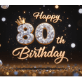 thumbnail image 3 of Decorative Design Happy 80th Birthday Banner Elegant Style Crown Decoration Backdrop for Milestone Celebration Event Decoration Holiday Party, 3 of 7