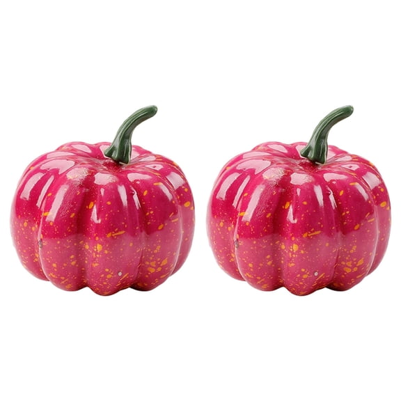 Clearance Under $1.09! 2 Pack Purple Artificial Pumpkins with Natural Texture, Fall Halloween Decor