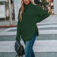 thumbnail image 3 of Vedolay Womens Long Sleeve Tops Womens Crewneck Oversized Knit Warm Side Slit Pullover Sweater,Green S, 3 of 5
