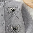 thumbnail image 5 of Lorytime Girls Cardigan Sweater size 4-6 Kids Bow Tops Button Crewneck Long Sleeve Knitwear Spring Outwear Gray 130, 5 of 6