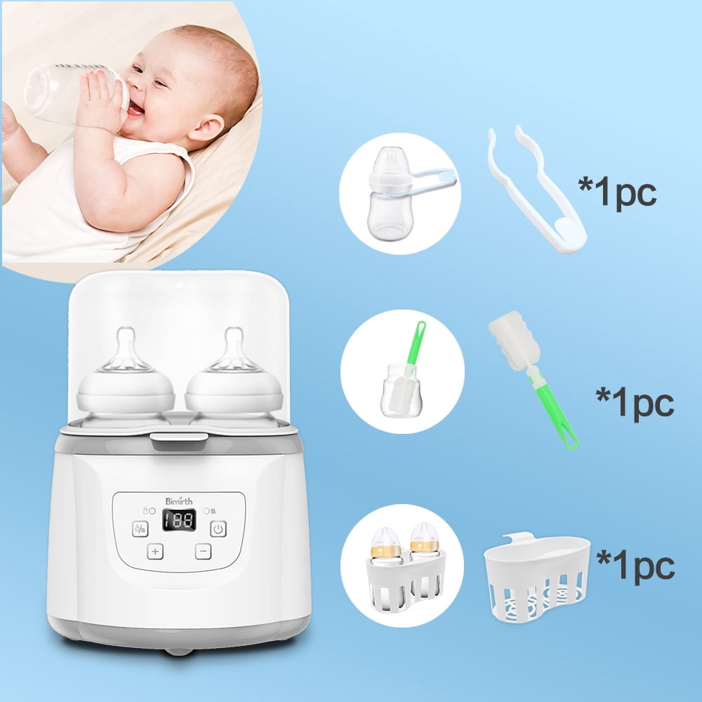 LAZIOEGR 4-in-1 Baby Bottle Warmer and Steam Sterilizer, Fast Baby Food Heater with 2-Bottle Capacity LED Screen Adjustable Temperature (7.48 x 7.48 x 6.3 inches / 19 x 19 x 16 cm), White EU Plug