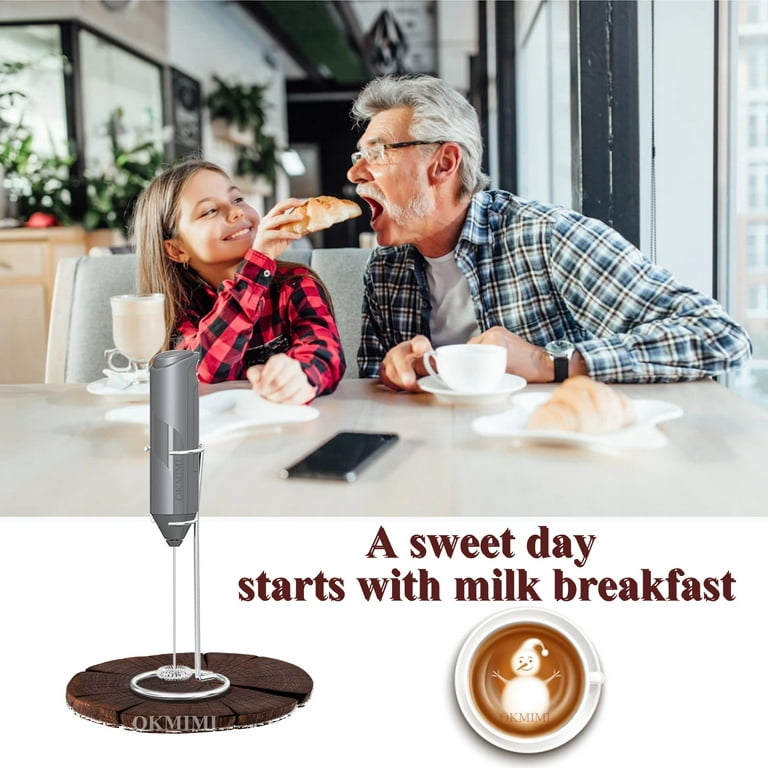 Powerful Handheld Milk Frother, Mini Milk Foamer, Battery Operated (Not  included) Stainless Steel Drink Mixer with Frother Stand for Coffee,  Lattes