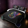 thumbnail image 3 of Manfei Vintage Rainbow Dragon Animals Quilt Full,Retro Flower Full Bedspread Sets,Black,3pcs,1 Coverlet and 2 Pillowcases, 3 of 7