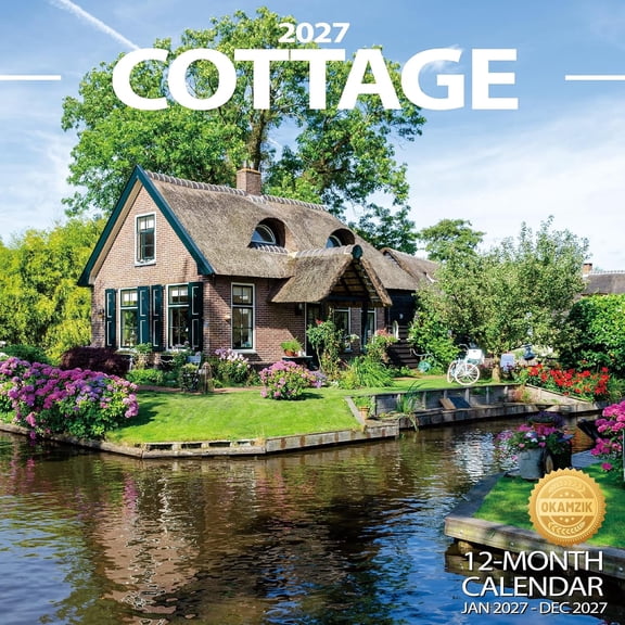 2027 Wall Calendar Cottage - Hangable Monthly Scenic Planner‌ | Large Blocks