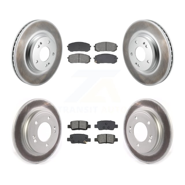 Transit Auto Front Rear Coated Disc Brake Rotors and Semi-Metallic Pads Kit for Car Hyundai Elantra with Electric Parking KGS-103578