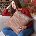 thumbnail image 2 of Plutus Brands Red, Beige Plutus Shower Stripe Luxury Throw Pillow 24 in x 24in, Double Sided 24" x 24", 2 of 9
