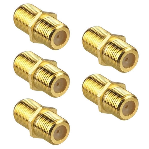 PinesC 5Piece Coaxial Cable Connector Female to Female Coax Cable Extender for TV Cables, Gold