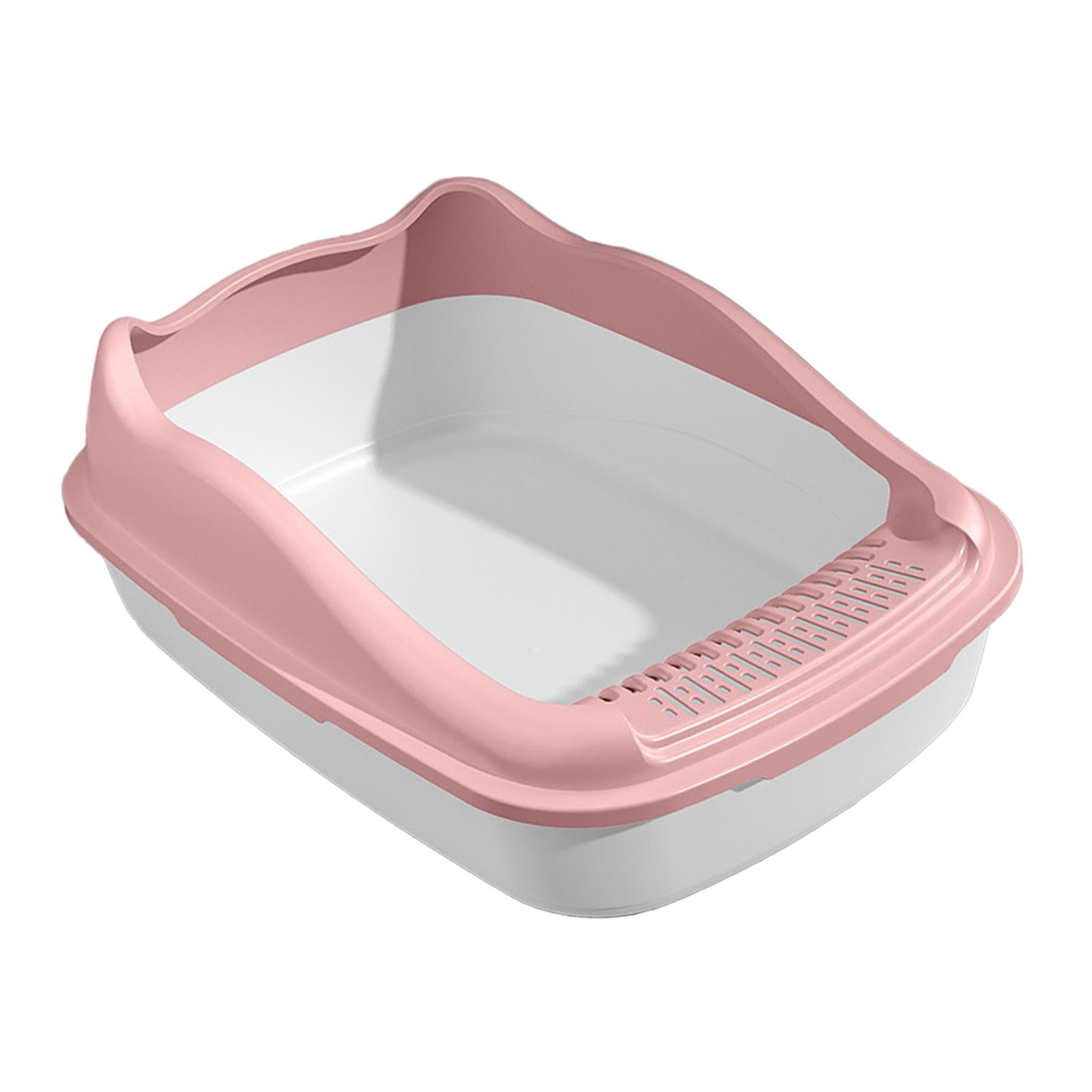 GROWTH TANK Cat litter box with open lid pet litter box large pan toilet sand container Pink 48X34.7X18CM
