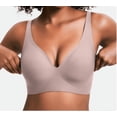 thumbnail image 1 of Sujetador push-up sin costuras Zeriluna, sujetador invisible sin aros,Gris talla L, 1 of 7