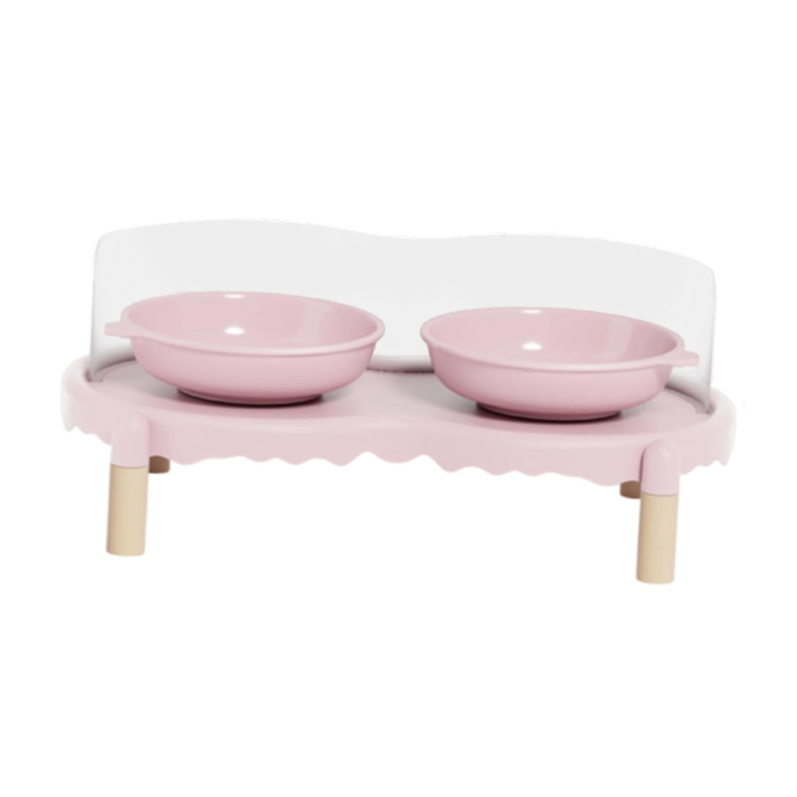 CarpNettore Ceramic Elevated Cat Bowls with Non Slip Stand Raised Feeding Station Raised Cat Pink