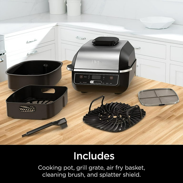 Ninja EG201 Foodi 6-in-1 Indoor Grill with Air Fry, Roast, Bake, Broil, &  Dehydrate, 2nd Generation, Dishwasher Safe, Black/Silver