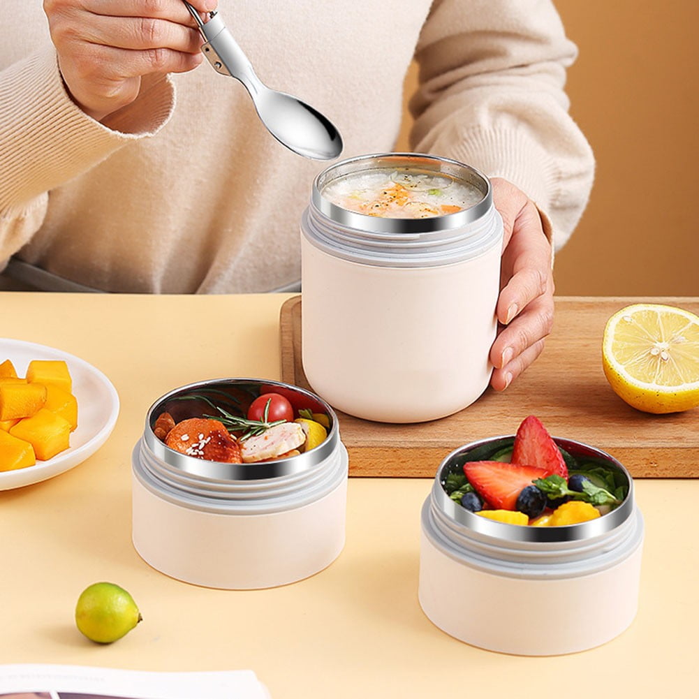 LITTLE HOME Stainless Steel Vacuum Thermal Lunch Box, Insulated Food Warmer Container for Hot & Cold Meals, Leakproof Bento Box with Silicone Seal, Dishwasher Safe, 19.5x9.6x9.6cm