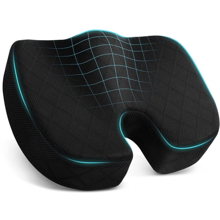 Large Seat Cushion Memory Foam Cushion for Office Chair Car Seat - Sciatica Hip Coccyx Pain Relief