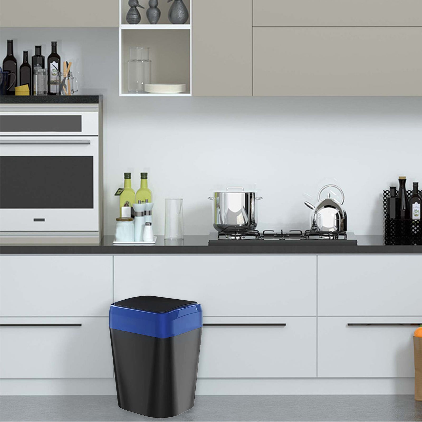Touchless Sensor Trash Can 12L, Automatic Hands-Free Bathroom Kitchen Bin with 5s Delay Close, Waterproof Silent Lid for Office Living Room Home Waste Disposal