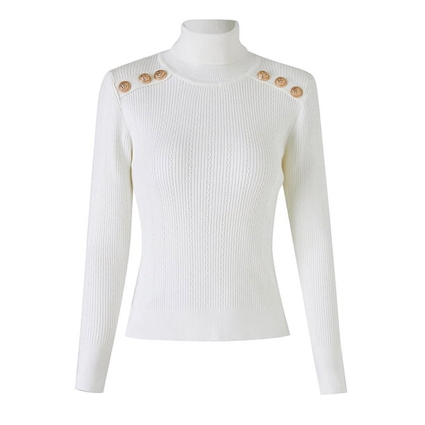 Suéter de cuello alto de punto europeo y americano de manga larga negro para viajeros con temperamento, mezcla de lana, top ajustado
