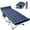 Blue Cot+Blue Pad, variant on MOPHOTO Folding Camping Cot for Adults, Heavy Duty Sleeping Bed with Black Pad for Adult Sunbathing Cot, 75"* 28" Army Bed with Carry Bag