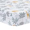Lambs & Ivy Jungle Adventure 100% Cotton Baby/Toddler Fitted Crib Sheet - White
