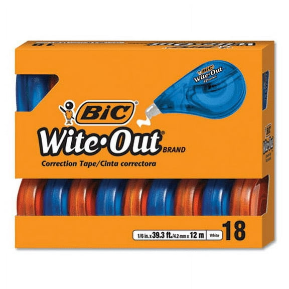 BIC-1PK Wite-Out Ez Correct Correction Tape Value Pack, Non-Refillable, Blue/Orange Applicators, 0.17" X 472