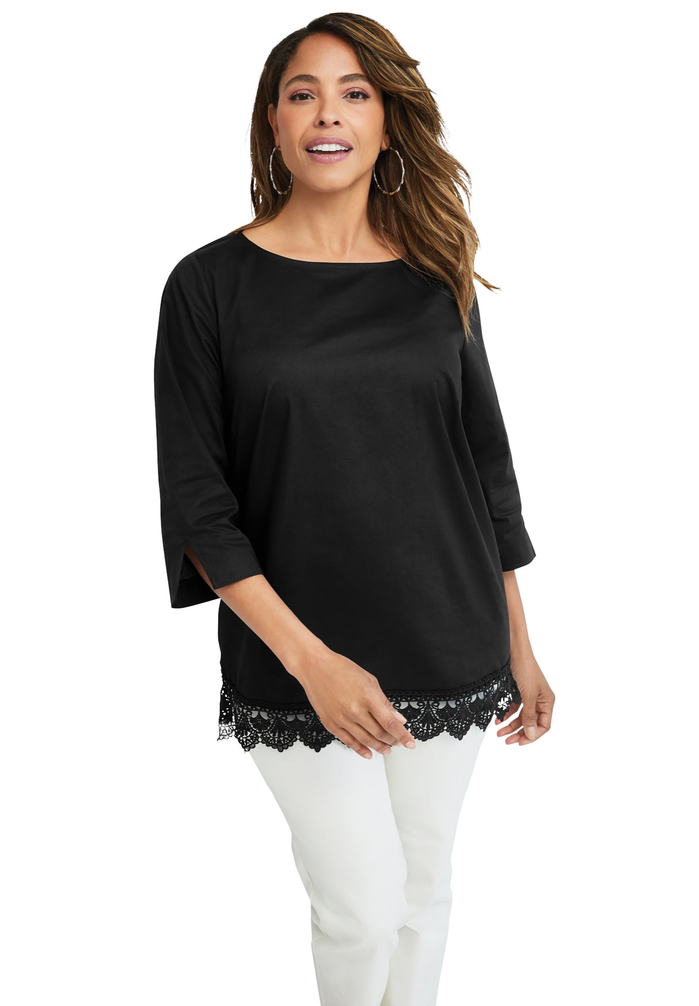 Jessica London - Jessica London Women's Plus Size Lace Trim Blouse ...