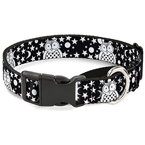 buckle-down martingale dog collar - owls flip black mauve sage - 1" wide - fits 15-26" neck size - large