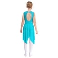 thumbnail image 2 of Aislor Kids Girls Sequins Lyrical Ballet Dance Dress Chiffon Leotard Tunic Dress Modern Contemporary Performance Costume Blue-green 10, 2 of 7