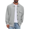 thumbnail image 5 of Men's Vintage Casual Button Down Chest Pocket Jacquard Knit Shirt Jacket S Light Gray, 5 of 6