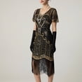 thumbnail image 6 of Rhinestones Layered Fringe Dress Ballroom Latin Dance Dress for Women Tiered Tassel Flapper Dresses Dancing Costume Black L, 6 of 6