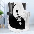 thumbnail image 4 of Yin Yang Soft Flannel Fleece Blanket, Human Silhouette Doing Yoga Staying in Balance with Lotus Pose for Serenity, Cozy Plush for Indoor and Outdoor Use, 50" x 60", Black and White, by Ambesonne, 4 of 5