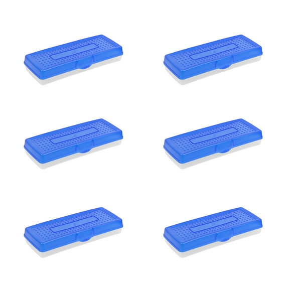 Storex Plastic Stretched Pencil Box – Lightweight School Supply Case for Students, Grade School to College, Blue