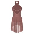 thumbnail image 4 of Zaldita Women's Lyrical Ballet Leotard Halter Neck Flowy Skirt Dress Modern Contemporary Dancewear Dusty Pink M, 4 of 7