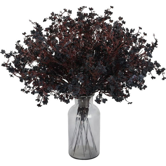6 PCS Artificial Babies Breath Flowers Fall Faux Gypsophila Silk Flowers Bulk Floral Bouquets for Thanksgiving Home Wedding Party Autumn Decor (Black)