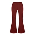 thumbnail image 3 of Hngshg Plus Size Flared Capris for Women Yoga Slim Strenchy Ruffle Hem Solid Color Trendy Pants Summer Athletic Workout Trousers, 3 of 6