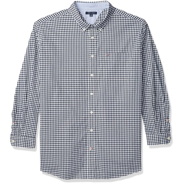 Camisa Tommy Hilfiger de manga larga para hombre, talla grande y alta