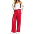 thumbnail image 6 of UVN Sweatpants for Women Casual Wide Leg Baggy Pants Straight Long Trousers High Waist Drawstring Workout Pants with Pockets, 6 of 12