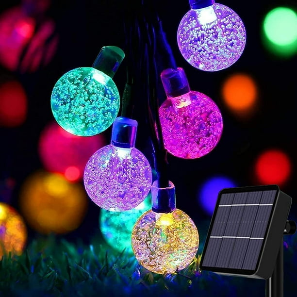 Guirnalda de luces solares para jardín, 50 luces LED de bola de cristal para exteriores, luces de hadas, iluminación decorativa impermeable para jardín, patio, jardín, Navidad (