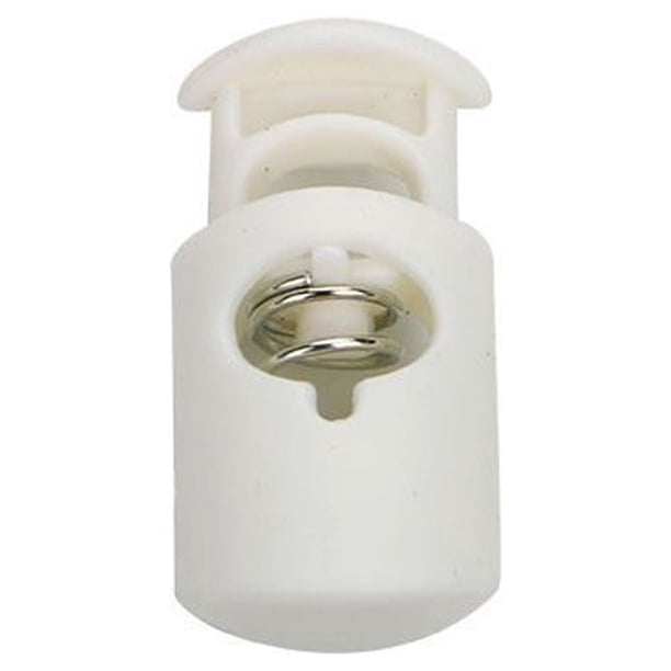 Sonducket 100 Piezas Tapón de plástico Cordones Ropa deportiva Bloqueo de cordón Topes Doble Agujero Toggle Cordón Blanco 6 2.71.4