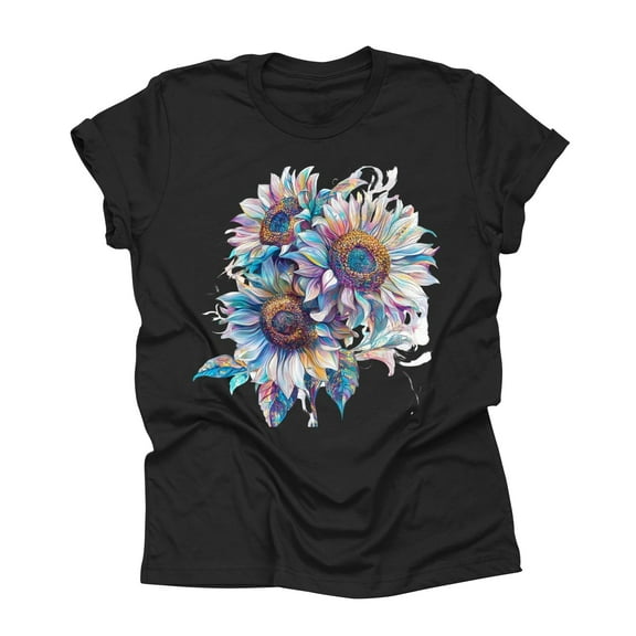 NAMTYQX Summer Tops for Women 2025 Loose Fit Plus Size Airoft Graphic Stretchy Crewneck Fullprint Fashion Short Sleeve Plus Size Blouses for Women Black Size 2XL