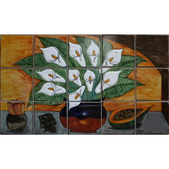 Callalilies And Cinammon. Clay Talavera Tile Mural