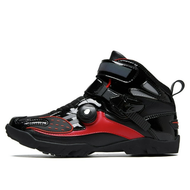 Bottes et Chaussures de Moto Toutes Saisons pour Hommes et Femmes, Noir Rouge, 383